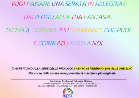 �Manifesto - Pro Loco in Maschera�