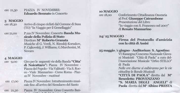 �Festeggiamenti in Onore di San Francesco di Paola - Programma Civile�